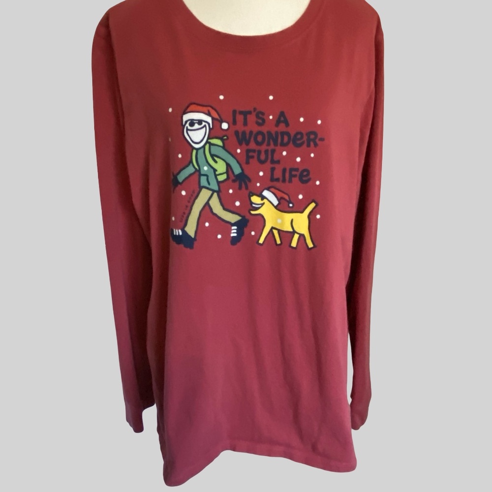 Life Is Good -Its A Wonderful Life Cotton Festive Holiday T-Shirt- Sz-XXL